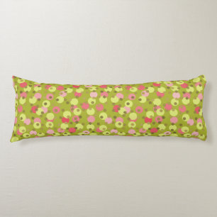 pink, olive, pale gold and Pea Green polka dots Body Cushion