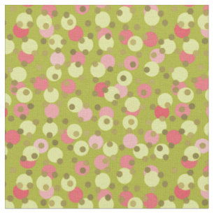 pink, olive, pale gold and Pea Green polka dots Fabric