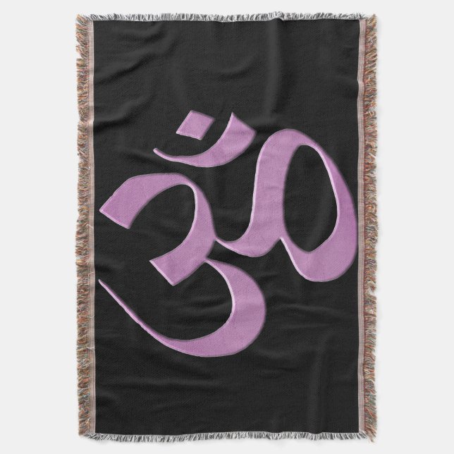 Pink Om  Throw Blanket (Front Vertical)