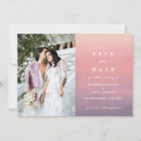 Pink Ombre Boho Minimalist Save The Date