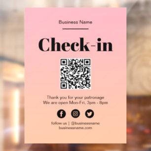 Pink Ombre Business Covid QR Code Check-In