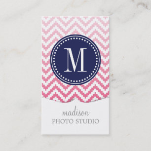 Pink Ombré Chevron Aztec Tribal Personalised Business Card