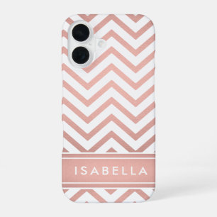 Pink Ombre Chevron Pattern Simple Modern Monogram iPhone 16 Case