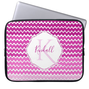 Pink Ombre Chevron Personalised Laptop Sleeve
