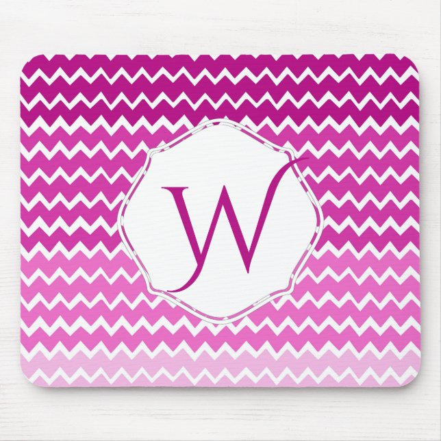 Pink Ombre Chevron Personalised Mouse Pad (Front)
