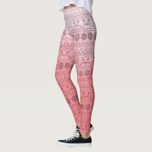 Pink Ombre Christmas Sweater Pattern Leggings