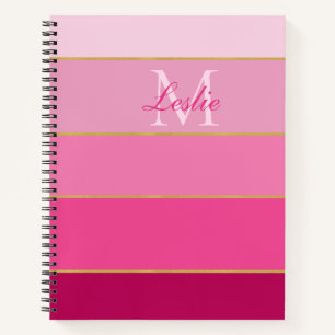 Pink Ombre Colour Block Personalised Notebook