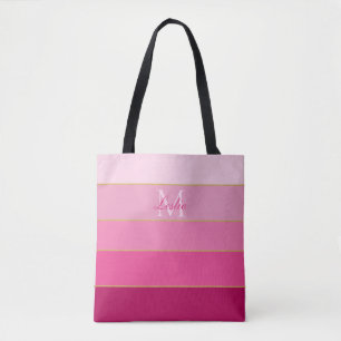 Pink Ombre Colour Block Personalised Tote Bag