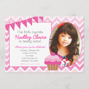 Pink Ombre Cupcake Birthday invitation Invitations