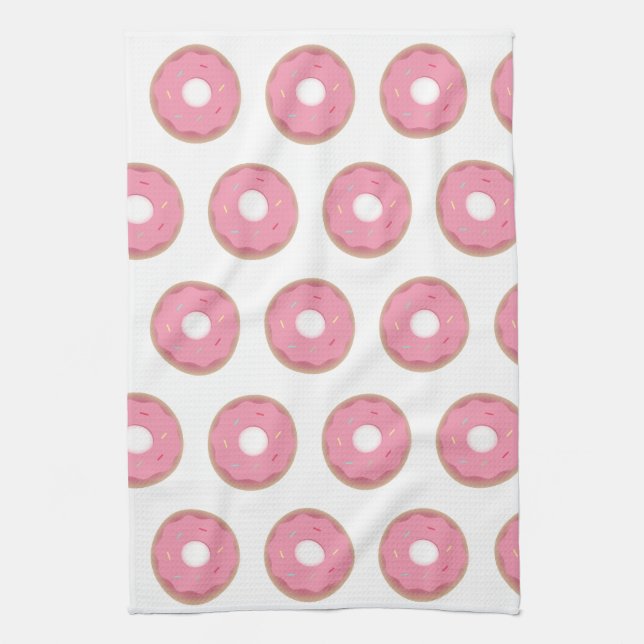 Pink Ombre Doughnuts Doughnut Sprinkles Bakery Tea Towel (Vertical)