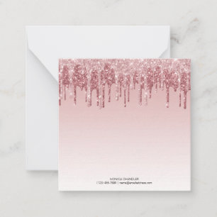 Pink Ombré Dripping Glitter Monogram Card