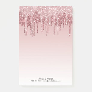 Pink Ombré Dripping Glitter Monogram  Post-it Note