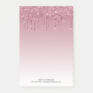 Pink Ombré Dripping Glitter Monogram  Post-it Notes
