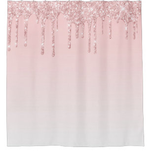 Pink Ombre. Dripping Glitter. Shower Curtain