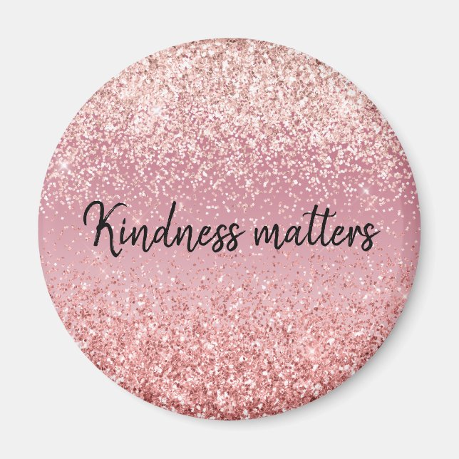 Pink Ombre Glitter Kindness Magnet (Front)