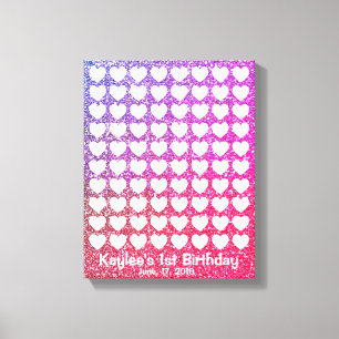 Pink Ombre Glitter Signature Fingerprint Guestbook