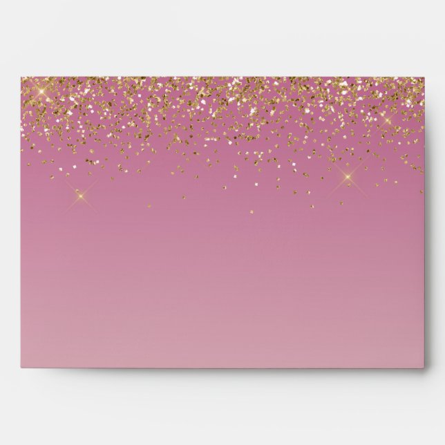 Pink Ombre Gold Glitter Envelope (Front)