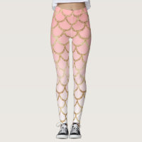 Pink Ombre Gold Glitter Mermaid Scales Leggings