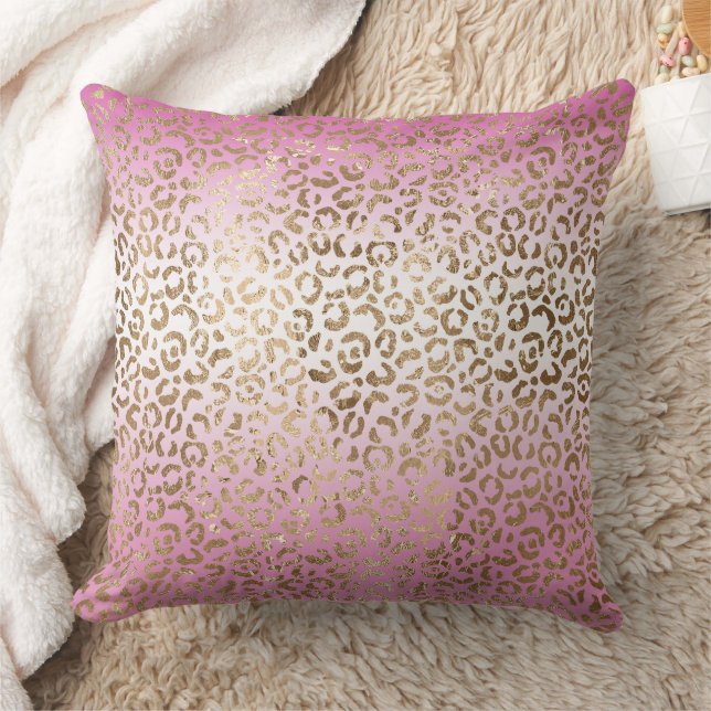 Pink Ombre Gold Leopard Print      Cushion (Blanket)
