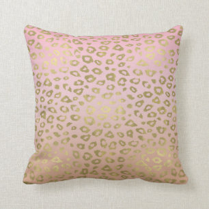 Pink Ombre Gold Leopard Print Cushion