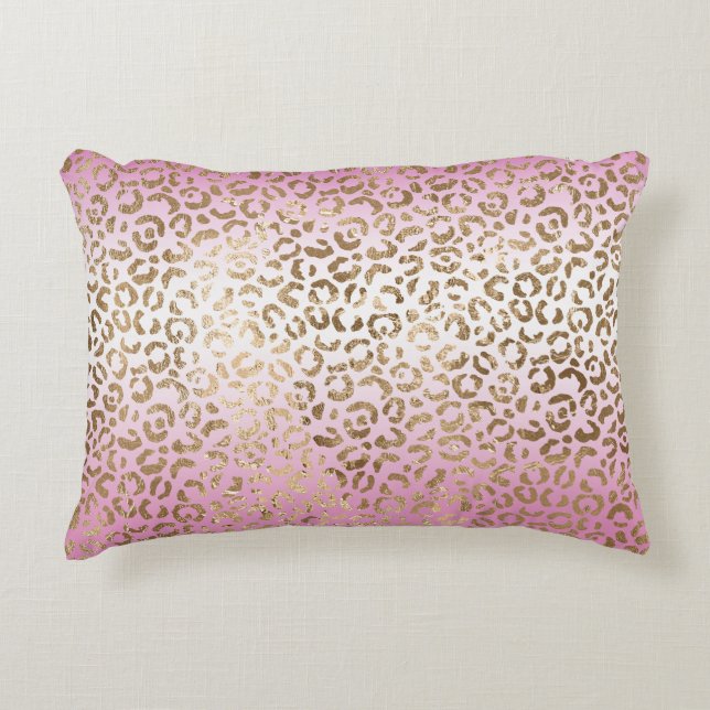 Pink Ombre Gold Leopard Print      Decorative Cushion (Front)