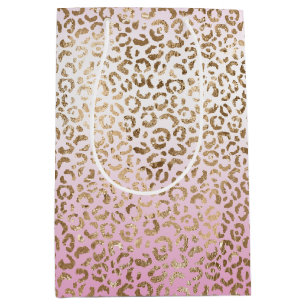 Pink Ombre Gold Leopard Print      Medium Gift Bag