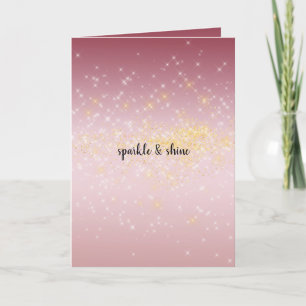 Pink Ombre Gold White Sparkles Card