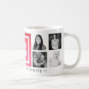 Pink Ombre Monogram Personalised Family 8 Photos Coffee Mug