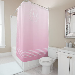 Pink Ombre Monogrammed Shower Curtain