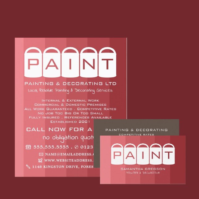 Pink Ombre, Paint Buckets, Painter & Decorator Flyer (Creator Uploaded)