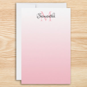 Pink Ombre Personalised Chic Monogram Stationery