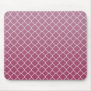 Pink Ombre Quatrefoil Mouse Pad