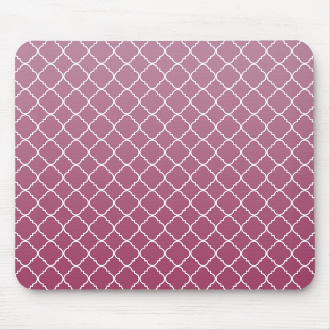 Pink Ombre Quatrefoil Mouse Pad (Front)