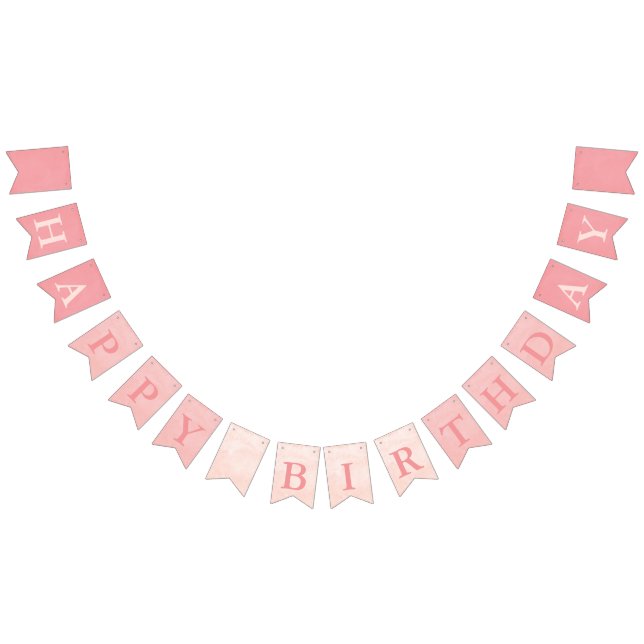 Pink Ombre Rustic Textured Happy Birthday Bunting (All)