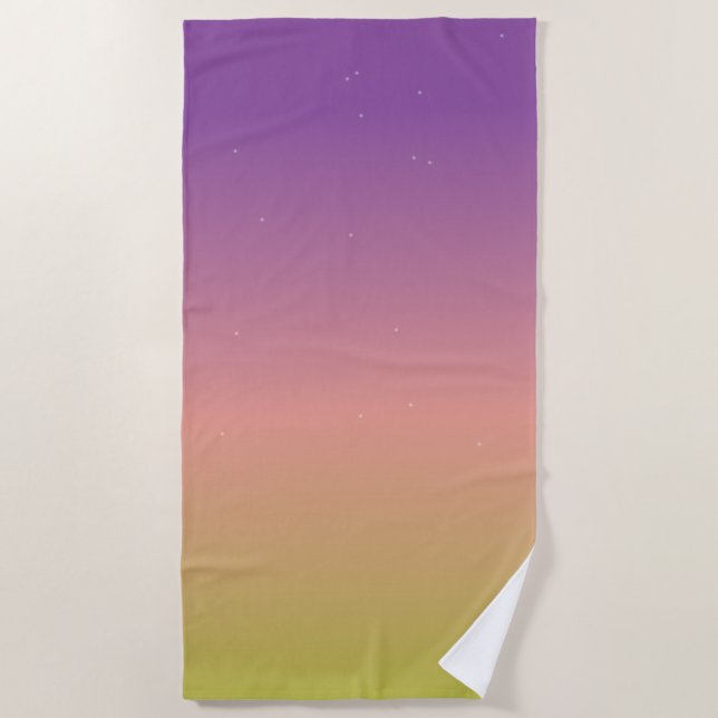 Pink Ombré Sky Stars Beach Towel (Front)