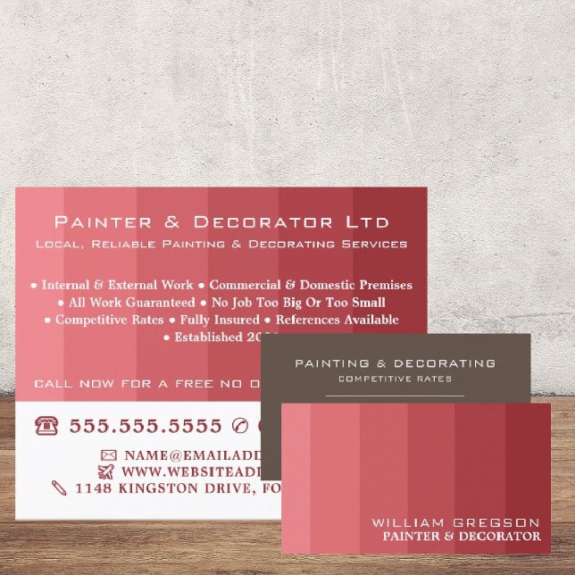 Pink Ombre Stripes, Painter & Decorator Business Card (Creator Uploaded)