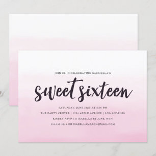 Pink Ombre Sweet Sixteen Party Invitation