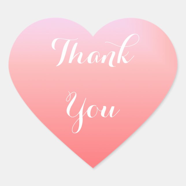 Pink Ombre Thank You Heart Sticker (Front)