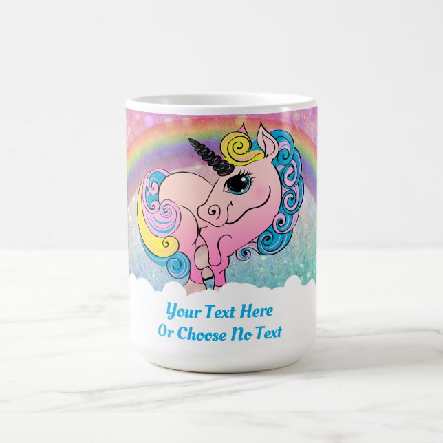 Pink Ombre Unicorn Rainbow Purple Blue Glitter Magic Mug (Center)