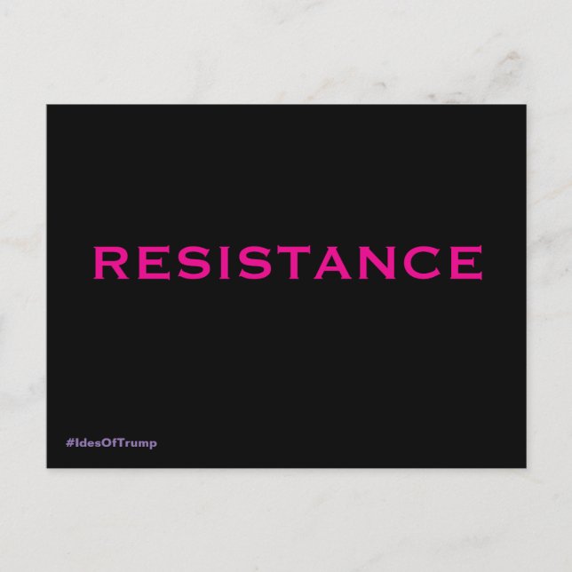 Pink on Black Background Resistance Postcard (Front)