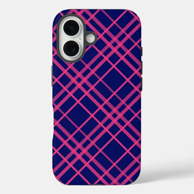 Pink On Blue Plaid Lines Design  Case-Mate iPhone Case (Back)