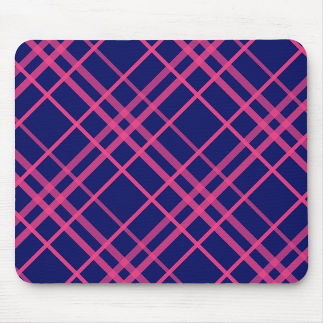 Pink On Blue Plaid Lines Design  Mouse Pad (Front)