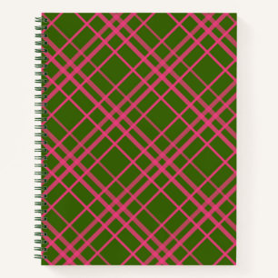Pink On Green Plaid Lines Design Notebook