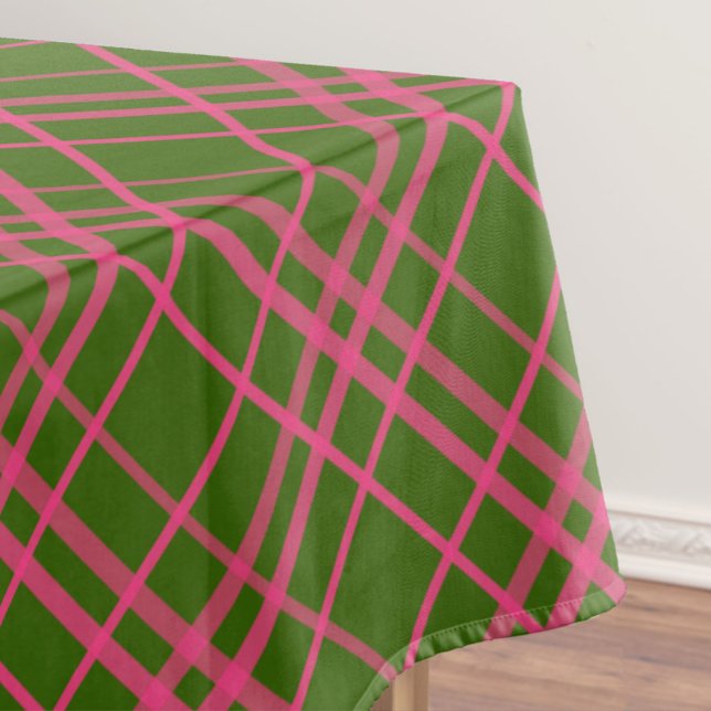 Pink On Green Plaid Lines Design  Tablecloth (Creator Uploaded)