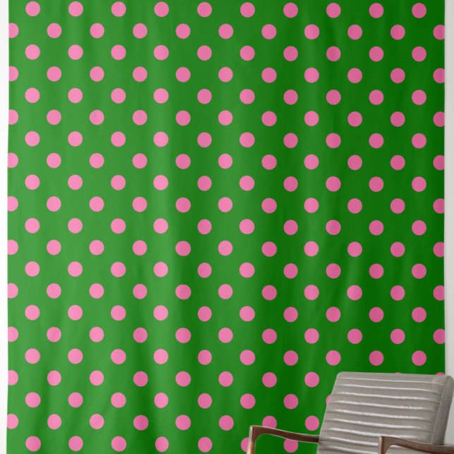 Pink On Green Polka Dots Pattern Design  Fabric (Creator Uploaded)