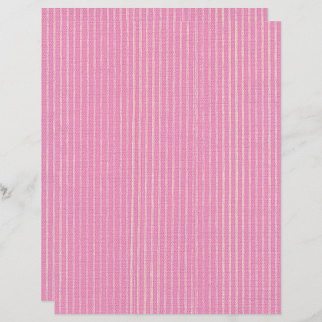 Pink on Ivory Vertical Stripes Scrapbook Paper (Front/Back)