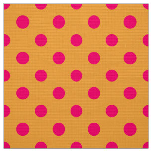 Pink On Orange Polka Dots Pattern Design  Fabric
