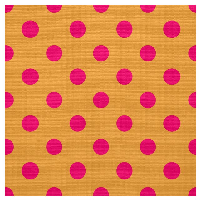Pink On Orange Polka Dots Pattern Design  Fabric (Swatch)