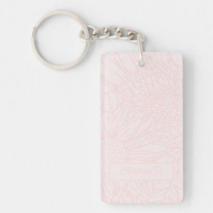 Pink on Pale Pink Chrysanthemums with Photo Key Ring