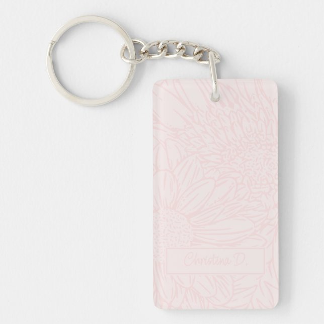 Pink on Pale Pink Chrysanthemums with Photo Key Ring (Front)
